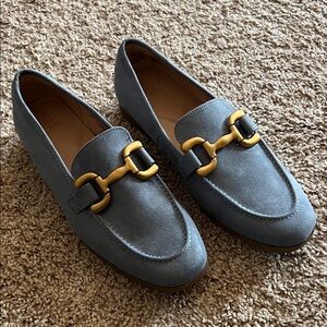 Time and Tru Gray Loafers with Gold Accent
